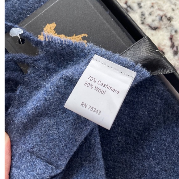 Tessilechiti 1967 Navy Blue Scarf Made in Italy Luxury Yarn Wool Cashmere Blend - Picture 3 of 3